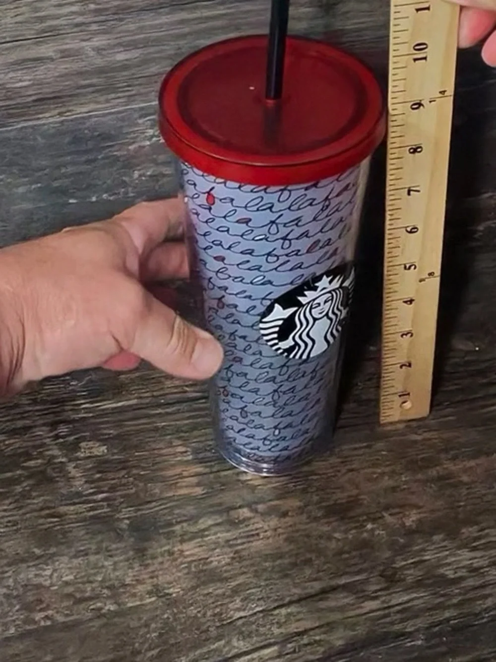 Starbucks Fa La La Christmas Script Tumbler with Red Lid